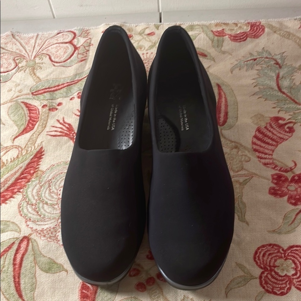 SAS Black Bliss Microfiber Slip On Slight Wedge Tripad Comfort Shoes